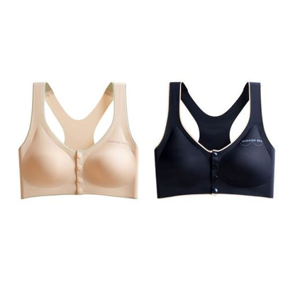 2025 New Arrival Plus Size Ice Silk Front Button Sleeping Yoga Bra