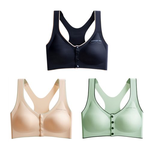 2025 New Arrival Plus Size Ice Silk Front Button Sleeping Yoga Bra