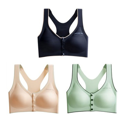 2025 New Arrival Plus Size Ice Silk Front Button Sleeping Yoga Bra